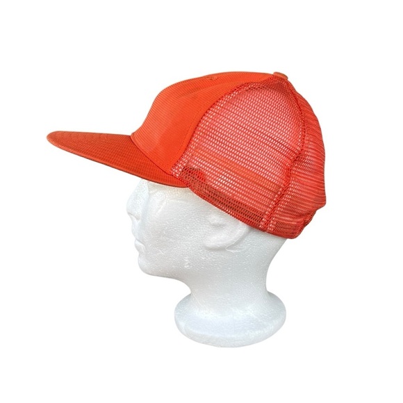 Vintage New Era Hat Cap Snap Back Orange White Mesh Trucker Letter A USA - Picture 2 of 15